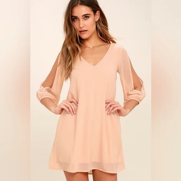 Lulu's Shifting Dears Blush Pink Shift Dress Size XS - Picture 2 of 15